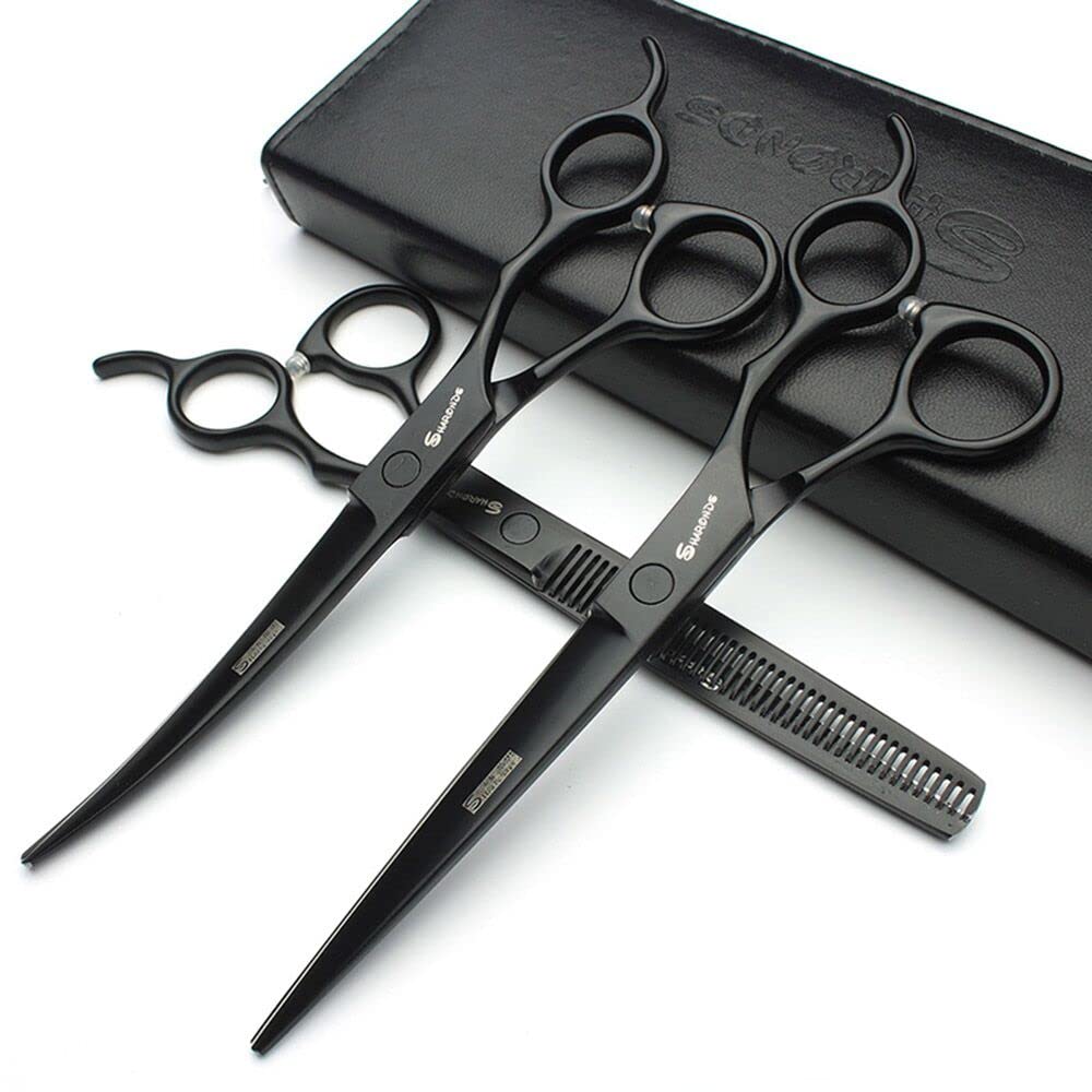 SHARONDS Professionelle Friseurschere aus Edelstahl, 17,8 cm, Effilierschere, Friseur oder Friseur, Variante/Hybrid-Schere (dreiteiliges Set)