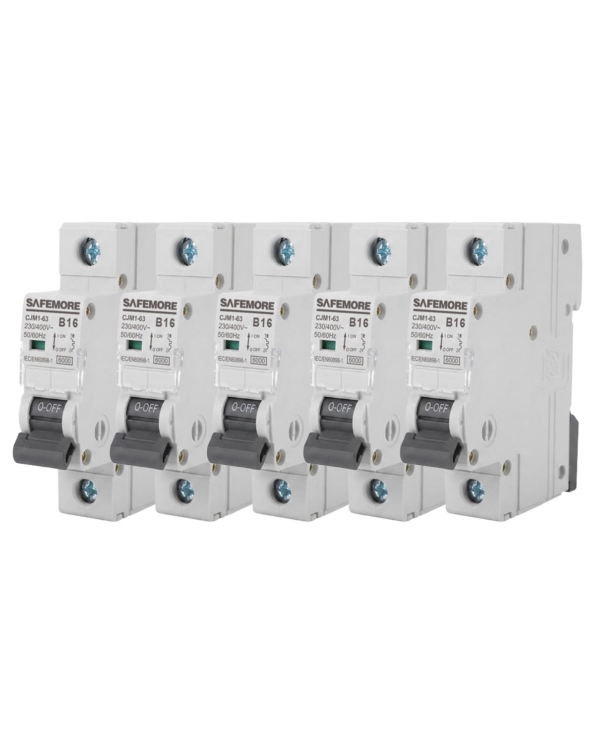 Автоматичний вимикач B16 16A 1P 5 шт. | 6kA | IEC 60898-1 | B16 16A 1P | DIN-рейка | 5 шт.