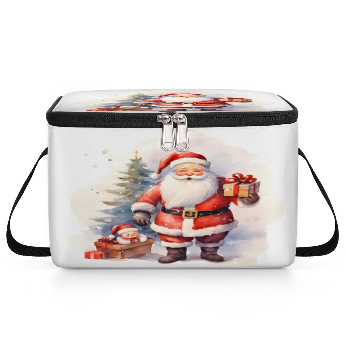 GzLeyigou Santa Claus Lunch Bags for Women Men 9 Cans, Hot & Cold Food Delivery Bag Insulated Grocery Bag Insulated Lunch Box Cooler Bag for Office Work Picnic Beach