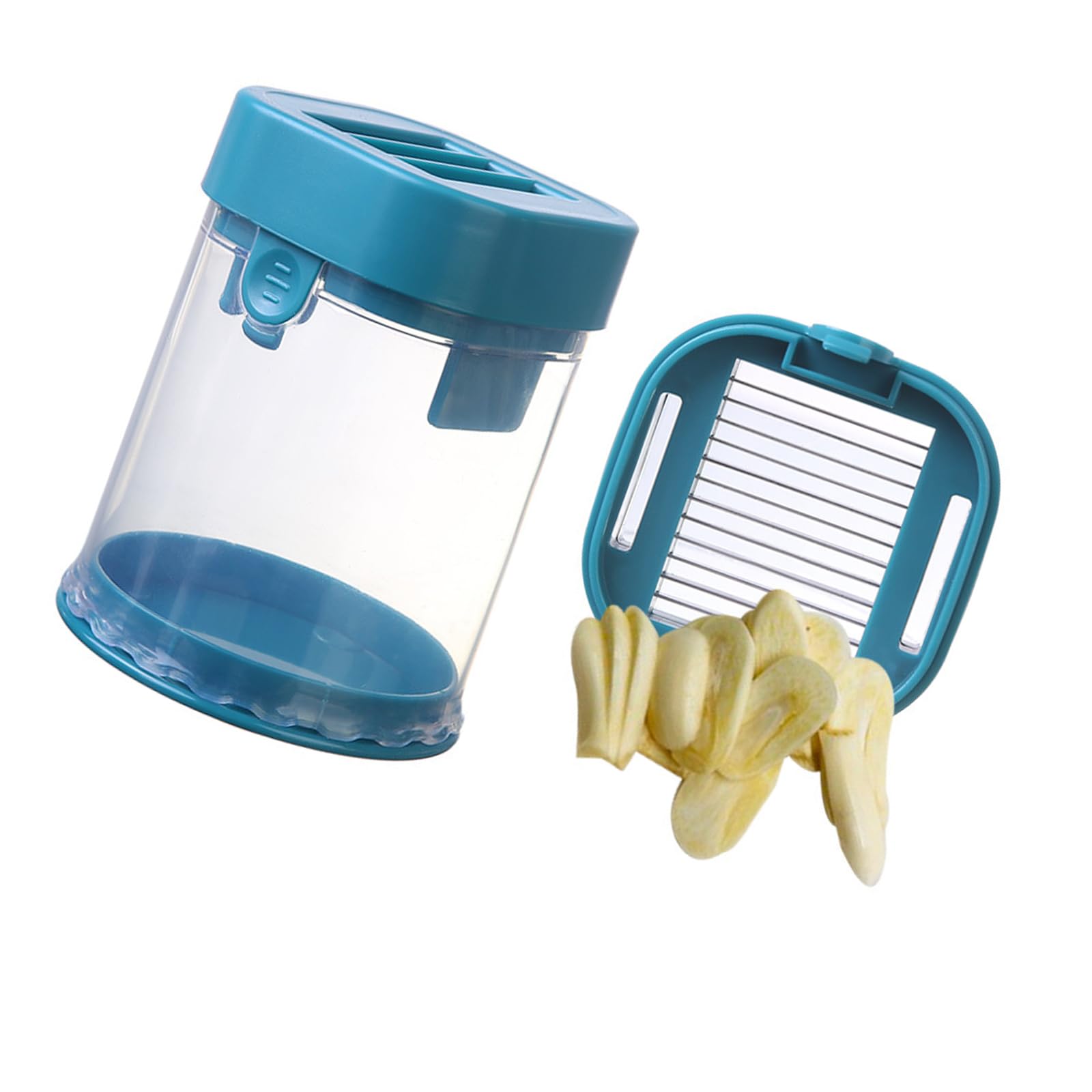 Limtula Multifunctional Garlic Press and Vegetable Slicer Cup for Easy Meal Preparation Kitchen Manual Push Type Fruit Cutter Stainless Steel Vegetable Cutter