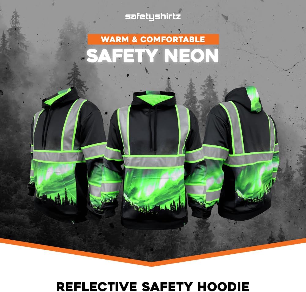 SafetyShirtz Men's SS360 ANSI Type-O and Enhanced Visibility Stealth Graphic Hoods and Zip Ups - Image 5