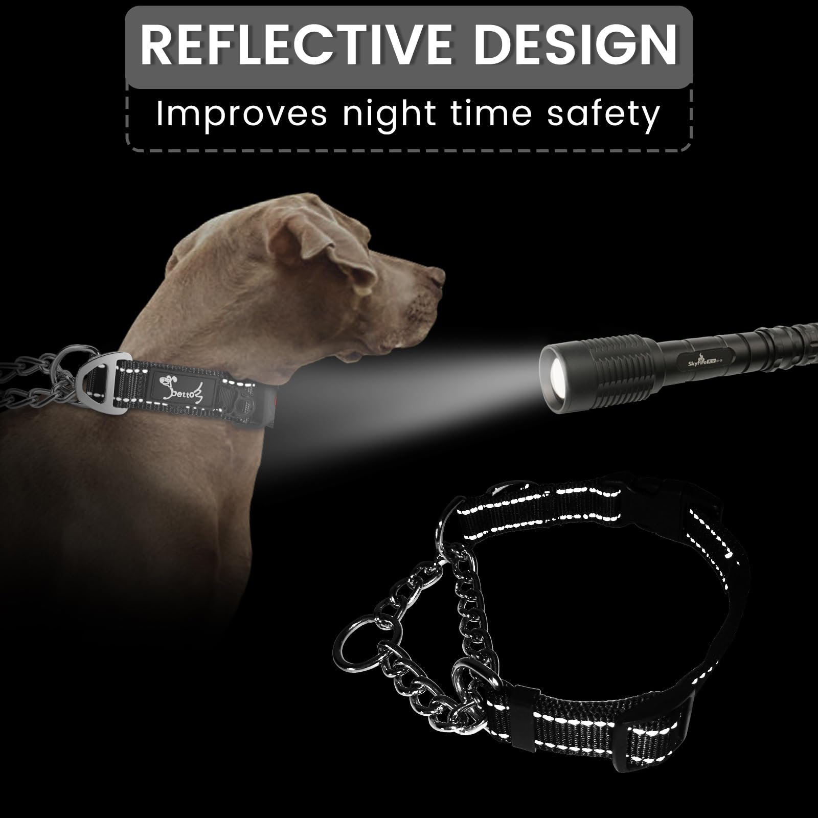 PETTOM Martingale Half Dog Collar, Strong Dog Collar Metal Chain - Image 4