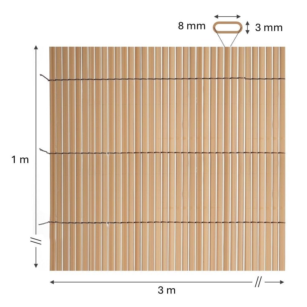 LOLAhome Cañizo PVC de Doble Cara Marrón 3x1 metros | Resistente 1.200 gr/m2, Decorativo y Fácil Instalación | Alta Privacidad y Ocultación para Valla, Jardín, Balcón o Terraza