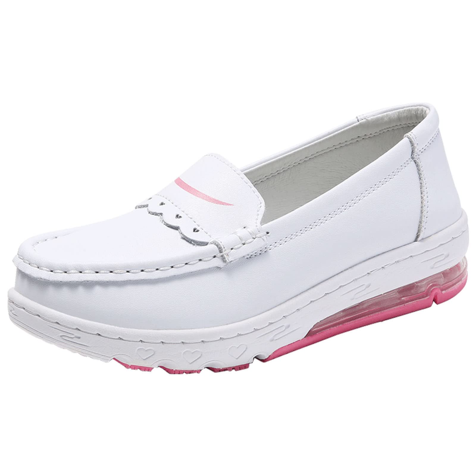 YUKTOPA Women's Work Nursing Shoes Slip On Nurse Hospital Healthcare Shoes Slip-Resistant Restaurant Work Food Service Shoes White/Pink 39