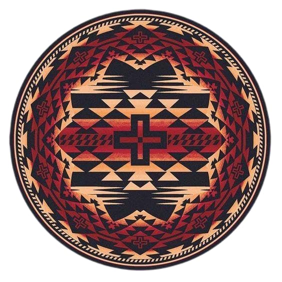 Bedroom Round Rugs, 3ft, Southwestern Area Rug, Red Rustic Carpet, Brown Washable Round Area Rug, for Living Room Dining Room Home Office Farmhouse