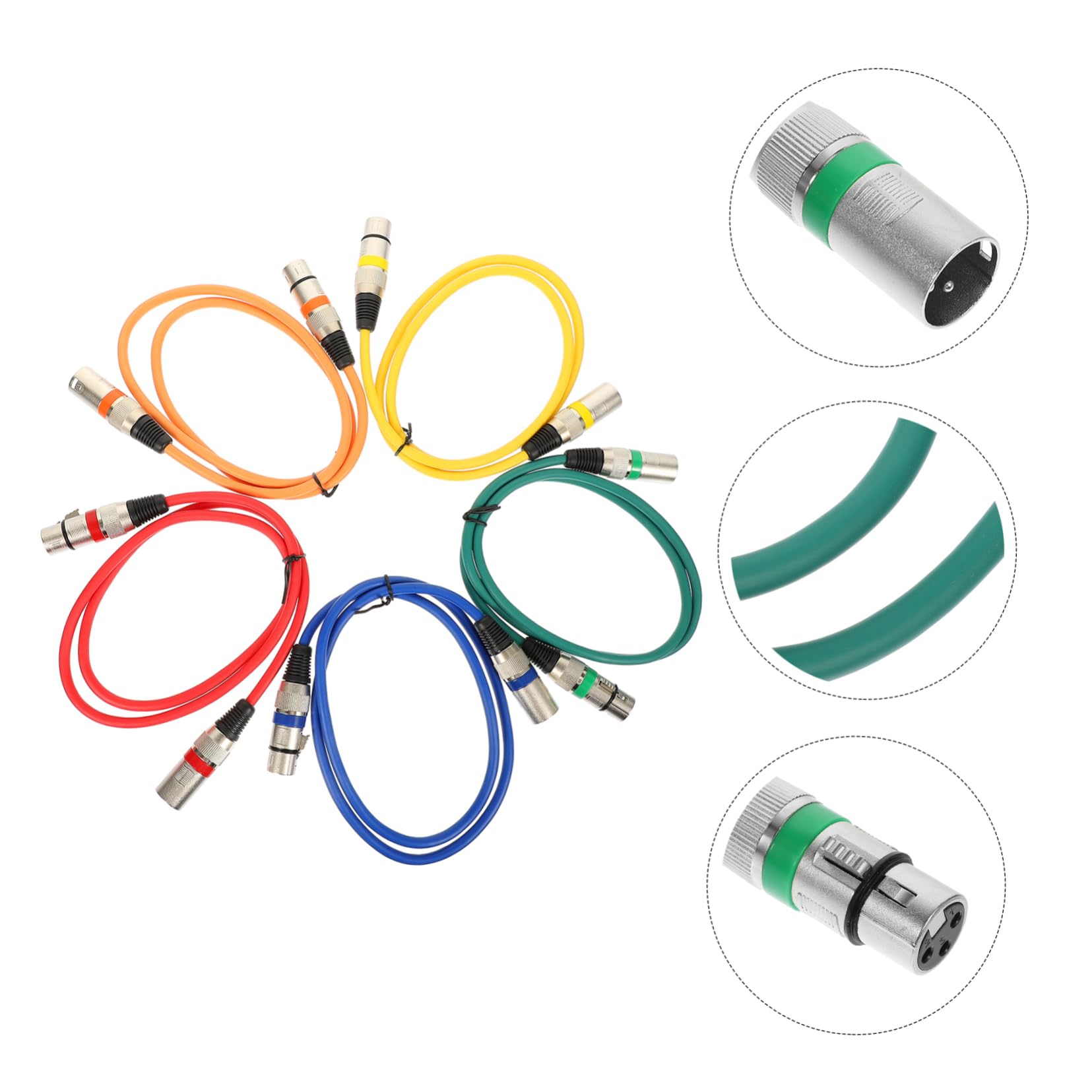 jojofuny Confezione da 5 Cavi Xlr Bilanciati per Microfono, Connettore Maschio-femmina, Rame e Pvc, Connessione Flessibile per Matrimoni e Feste