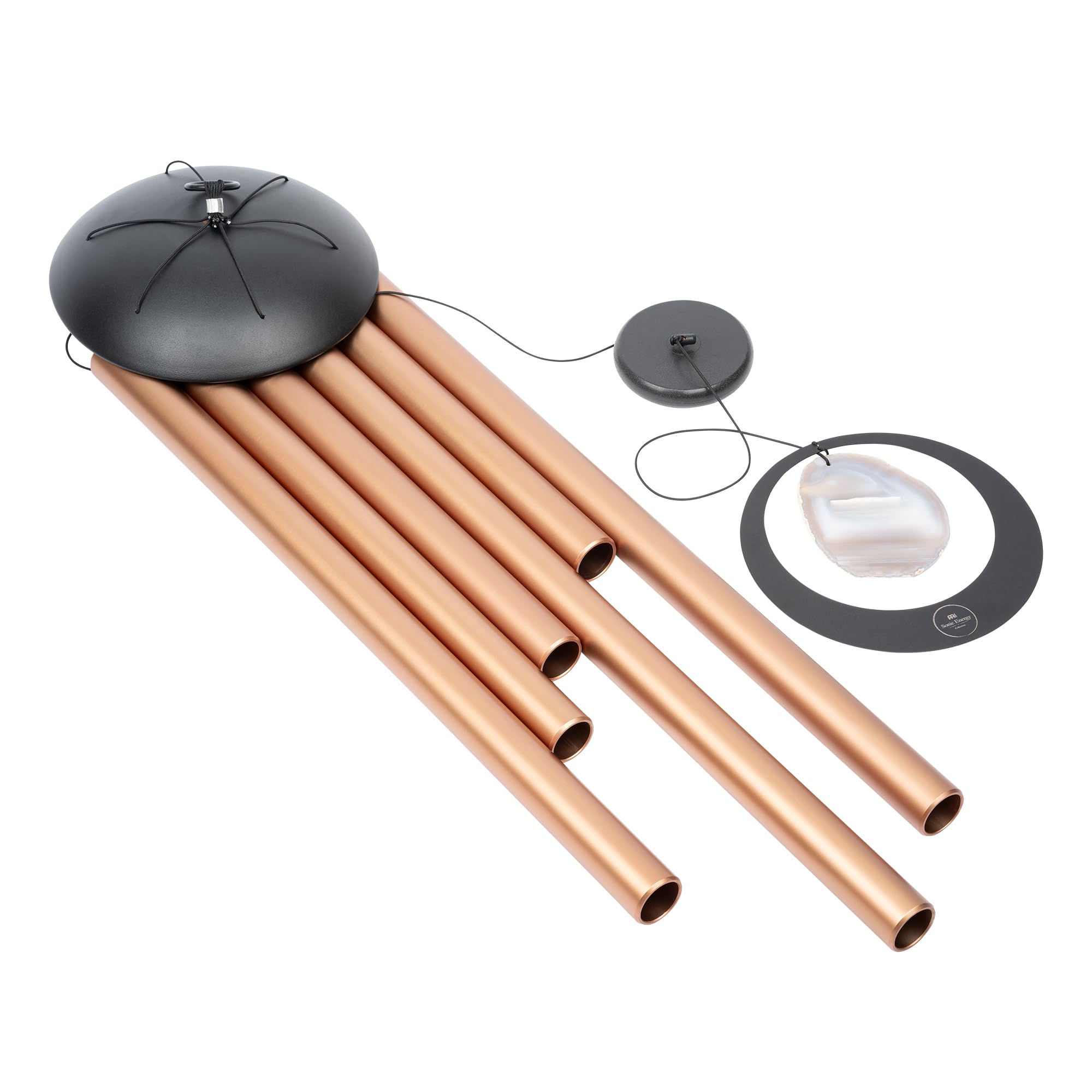 Sonic Energy Grey Agate Meditation Chime – 128 cm, Bronze – Windspiel mit 6 Klangstäben, 432 Hz – Dekoration für Haus, Studio, Garten (MCDT50AB)