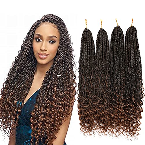 Ayana Goddess Box Braids Crochet Hair 96 Strands Crochet Box Braids Curly Ends 22 Inch Bohomian Crochet Braids Box Braids 3X Synthetic Crochet Braids Hair Extensions (22 Inch, 4 pack- T30)