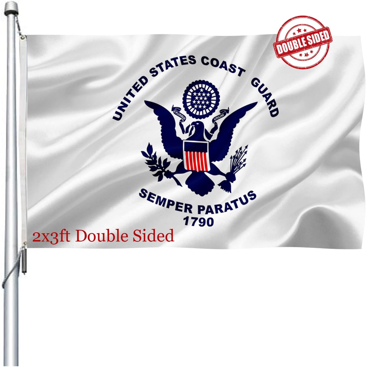US Coast Guard Flag 3x5 Outdoor Double Sided - Heavy Duty USCG Military Flags -United State Coast Guard Flags Banner with 2 Brass Grommets 4 Rows Stitched