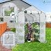 VOUNOT® Gewächshaus Foliengewächshaus, begehbares Gartenhäuschen mit 12 Regalebenen, Tomatenhaus Tomatengewächshaus, Weiß 143x215x195cm