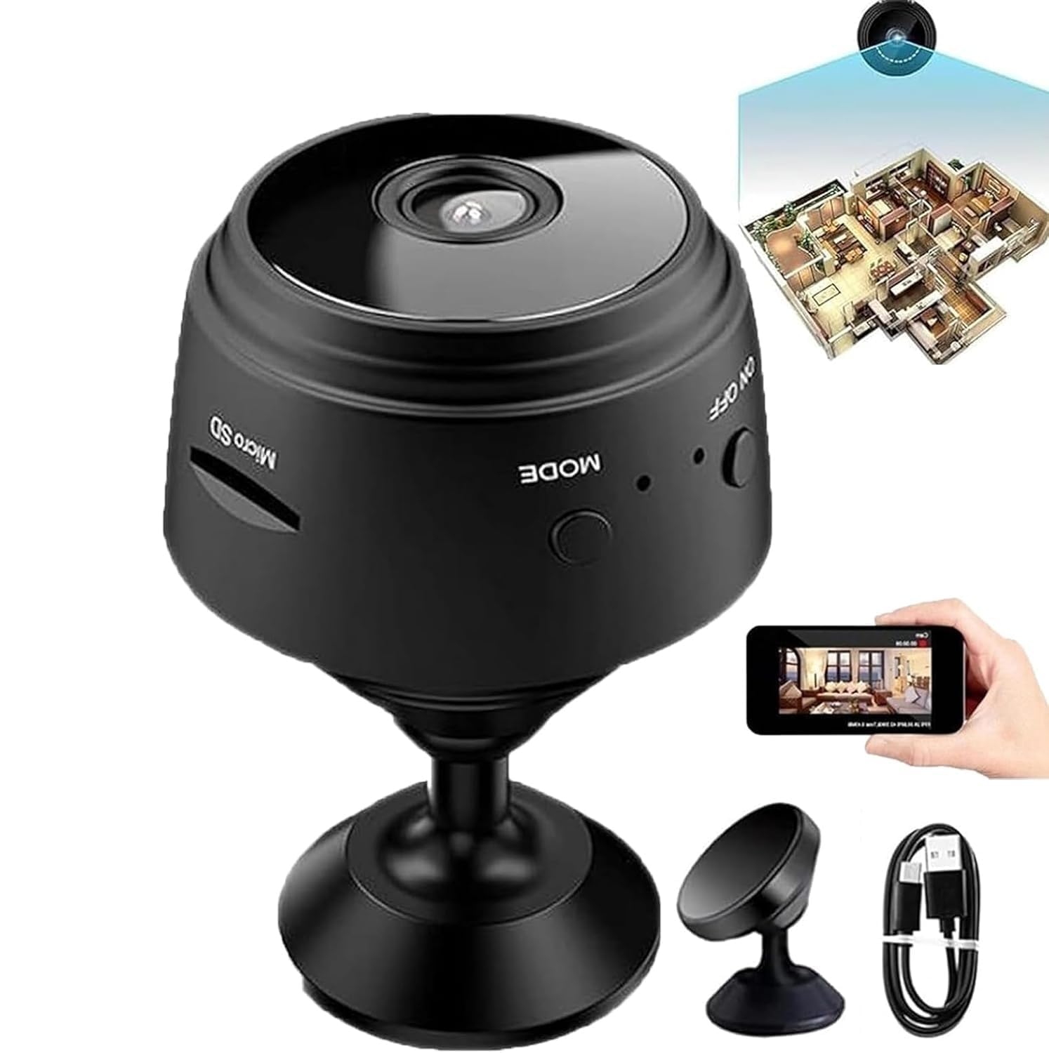 Hidden Mini Camera Wireless WiFi Security Camera 1080P HD, Magnetic Spy Camera with Motion Detection, IR Night Vision, Mobile App Remote Access, Indoor CCTV Camera for Home, Office.-picture-24