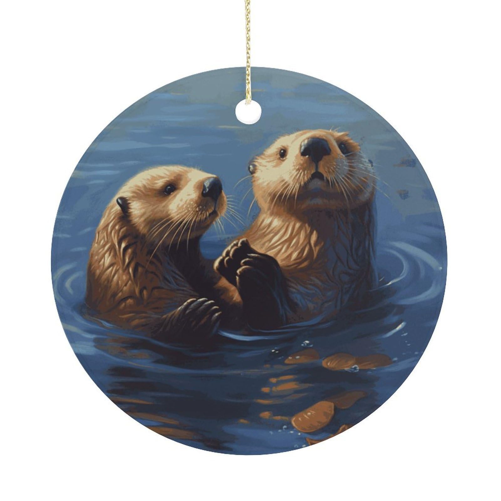 Adfgyerh Women's Style Sea Otters Painting Hanging Ceramic Ornaments, Christmas Tree Decorations, Funny Home Decor Gifts For Sisters & Work Best Friends