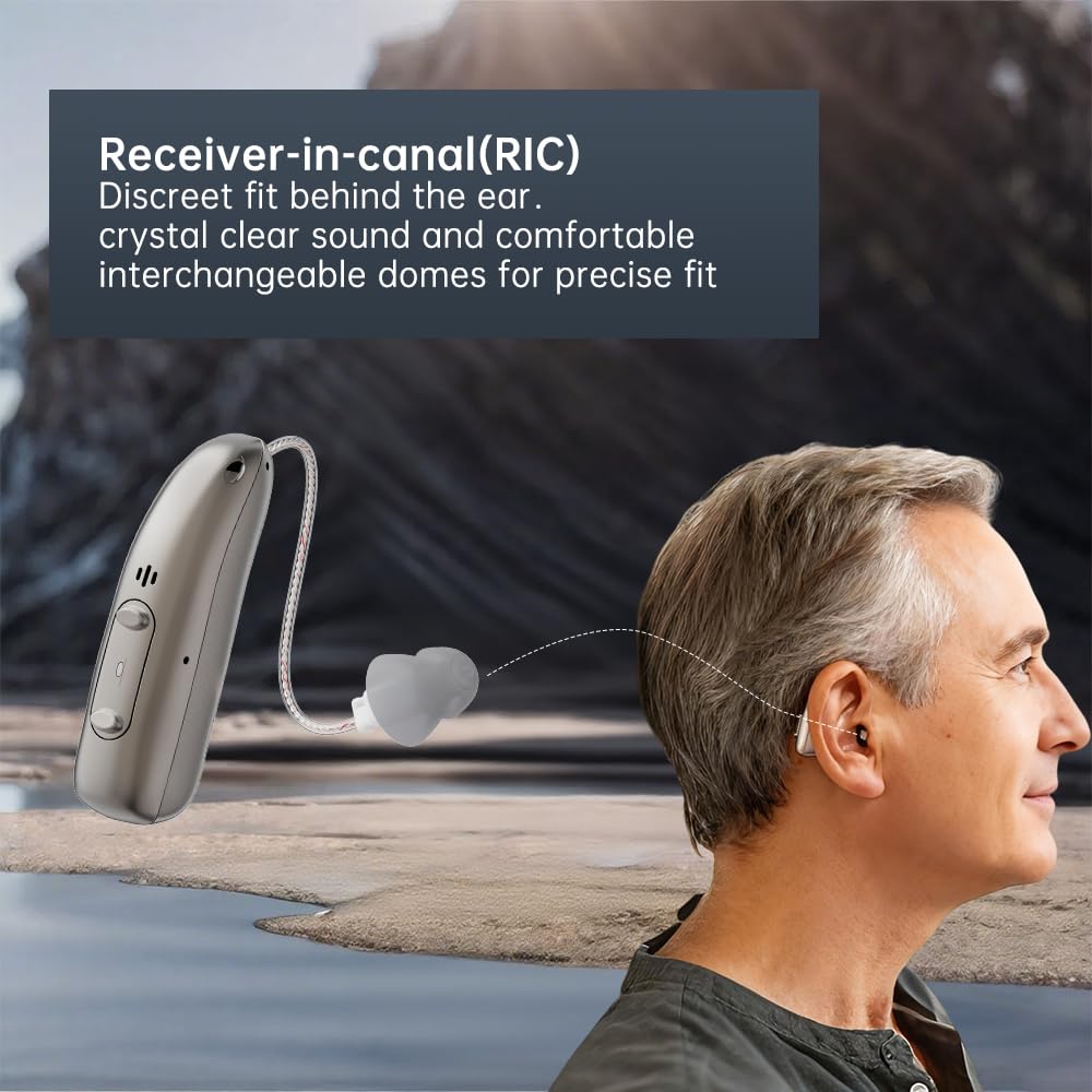 Hearing Aids for Seniors, Rechargeable Hearing Aids for Seniors and Adults, Hearing Amplifiers Devices with Noise Reduction, Easy to Operate, Clear Sound