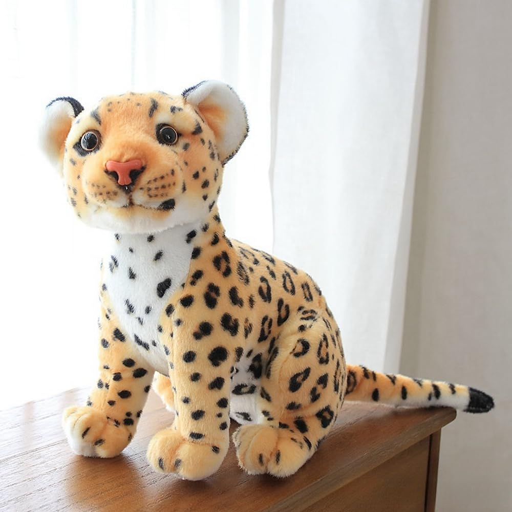 Xshelley Cheetah Plush Toy Stuffed Animal Plush,Cute Lifelike Cheetah Stuffed Animals Kids Toy Gift for Boy Baby Hug Cheetah- Lifelike Stuffed Animal (27 cm)