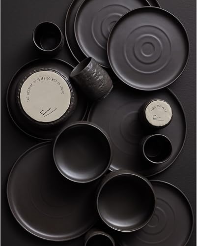 Stone by Mercer Project SHOSAI - Juego de vajilla de gres de 32 piezas color negro