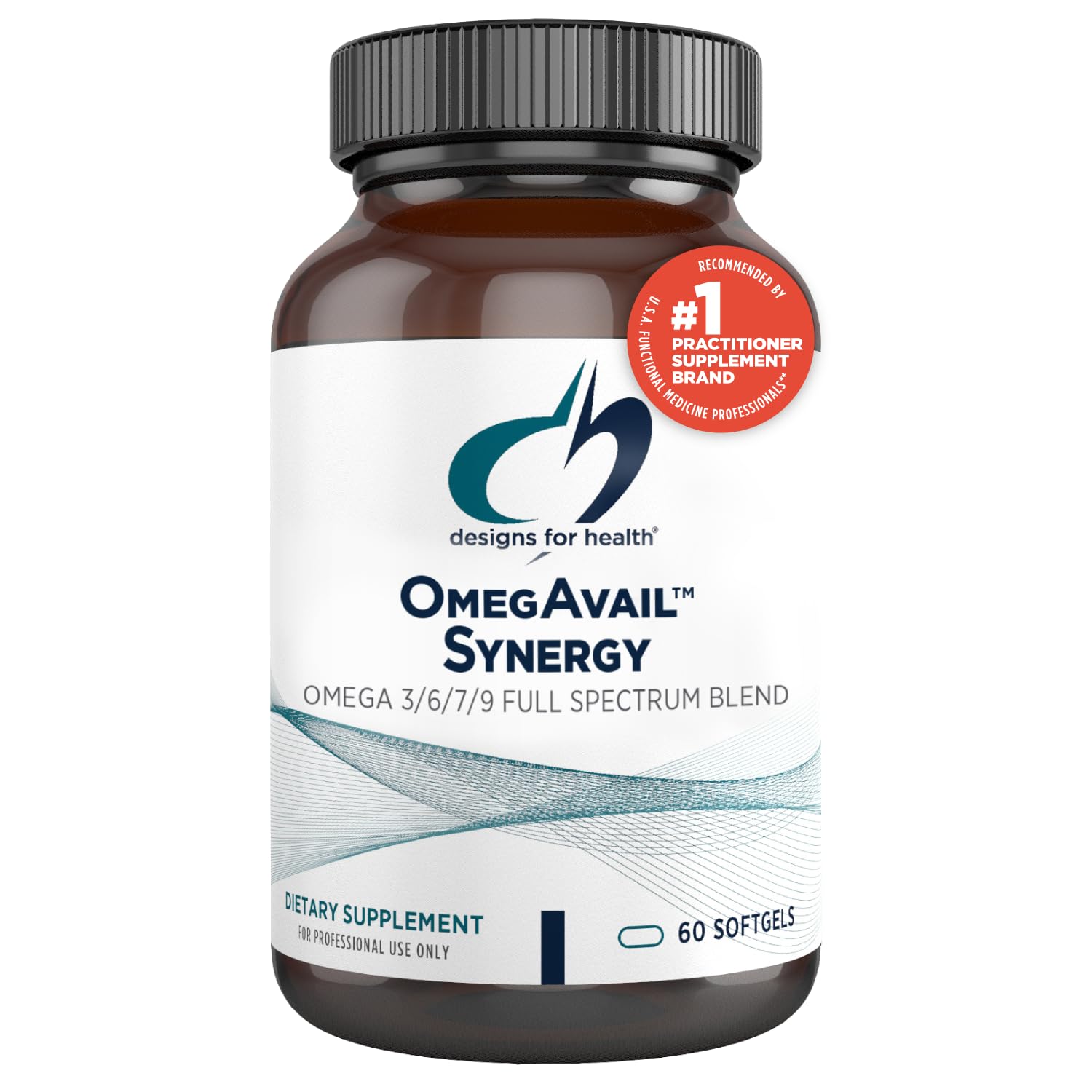 designs for healthOmegAvail Synergy - Omega Complex for Adults - Omega 3-6-7-9 Fatty Acids from Borage and Macadamia Oil + Triglyceride (TG) Fish Oil with DHA EPA + DHA (60 Softgels)