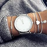 damen armband silber Handgefertigtes Produkt. Kercisbeauty 4 handgefertigte Sommer-Armreifen, Pfeil- und Herzform, graue Seil, silberne Perlen, verstellbare Armreifen, Handkette, Geschenk für sie, Party-Accessoires, Geburtstag