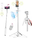 Yeaki 71” Auto Face Tracking Tripod for iPhone with Light,360° Rotating Phone Stand with Rechargeable Remote Control for TikTok Vlog Video Recording, Phone Tripod for Android Camera/GoPro/Ring Light