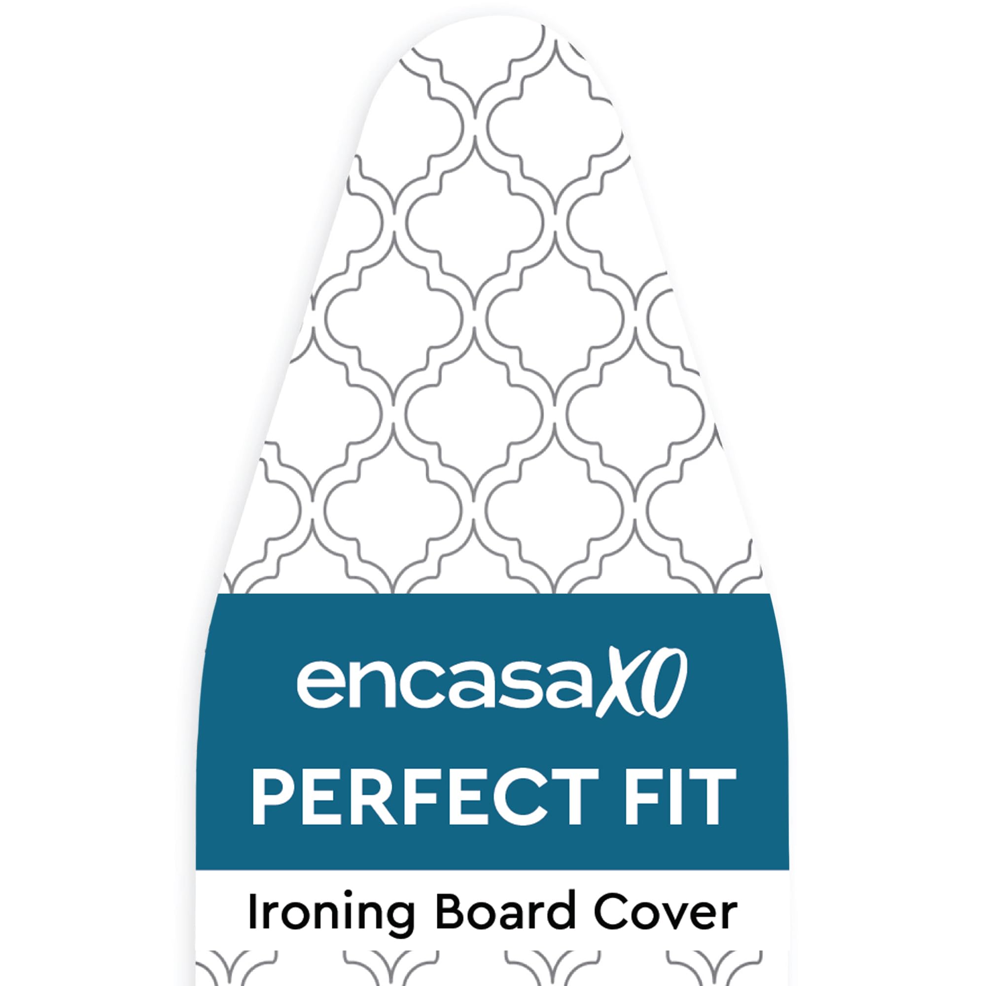 Encasa XO Ironing Board Covers and pad 125x46 cm- Thick 3mm Felt Padding, Drawstring Tightening & Lock, Heat Reflective, Scorch & Stain Resistant, for Wide Ironing Board - White Tiles