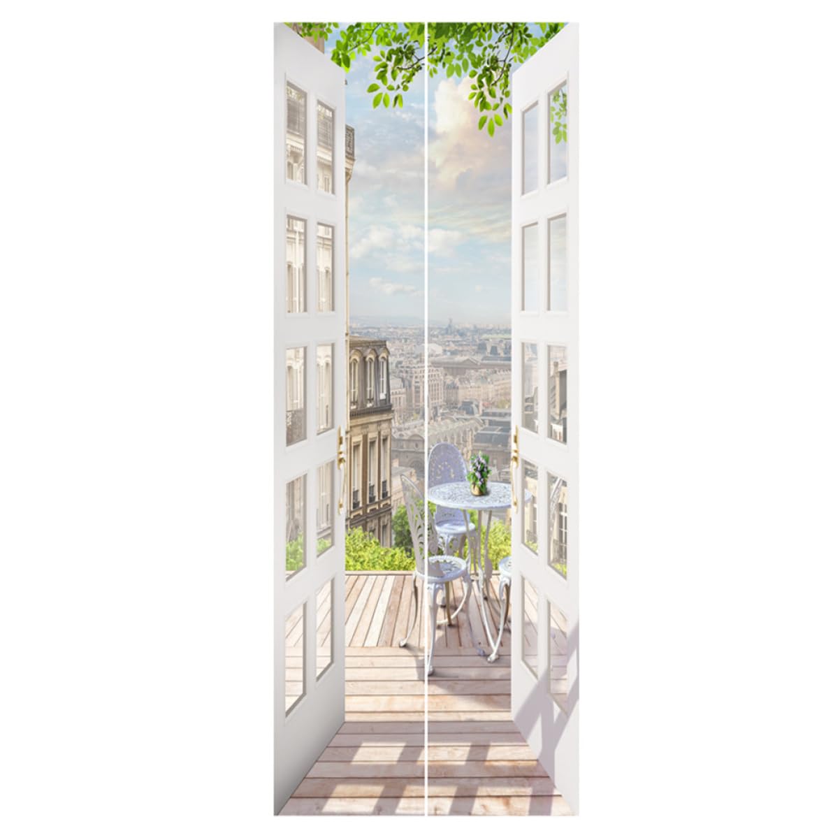 Autocollants muraux 3D porte paysage DOITOOL sticker anti-déformation salon chambre