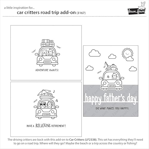 Miniatura 4 de Lawn Fawn LF3167 Car Critters Road Trip Add-On 3X4 Juego de sellos transparentes