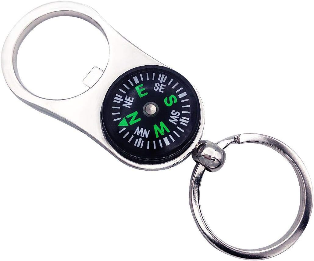 Heavy Duty Stainless Steel Key Chain with Bottle Opener and Compass