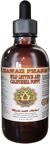 Lechuga silvestre y tintura de amapola de California, lechuga silvestre orgánica (Lactuca Virosa) y extracto líquido de amapola de California