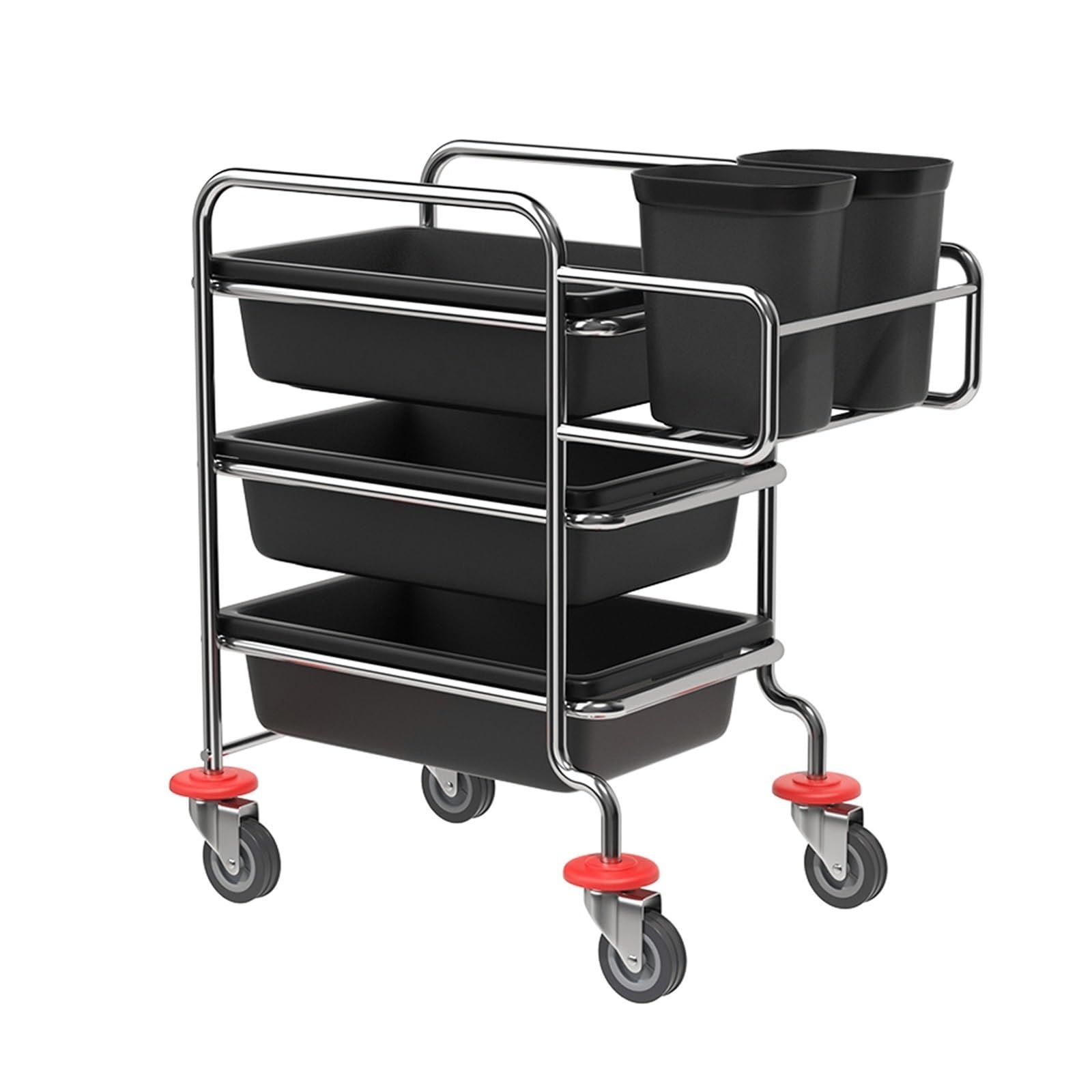 Carrito Cocina for Recoger Platos, Carro de Recogida de Platos de Acero Inoxidable, Camarera con Ruedas, for escuelas, Restaurantes(Black)