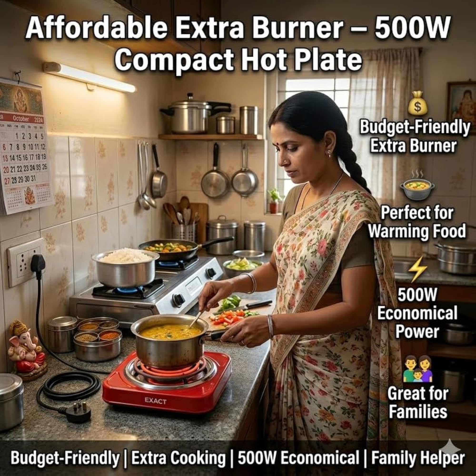Electric Hot Plate 500W Portable Single Burner Cooktop