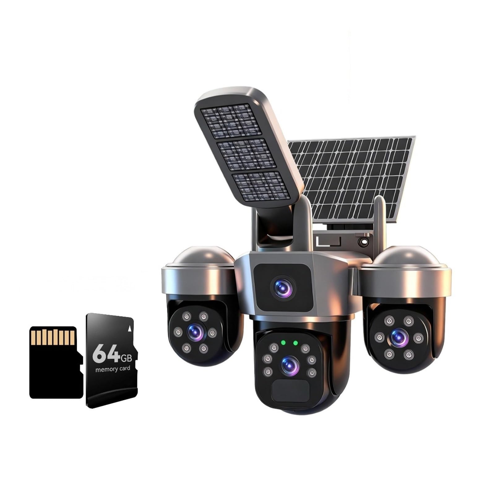 Oshpmbdlyfj 6Mp Wifi 64G Card 6Mp Auto Tracking Ptz Solar Camera Outdoor Wireless, Human Detection Pir Wifi Ip Camera With Siren, 2K Solar Powered Cctv(6Mp Wifi 64G Card)