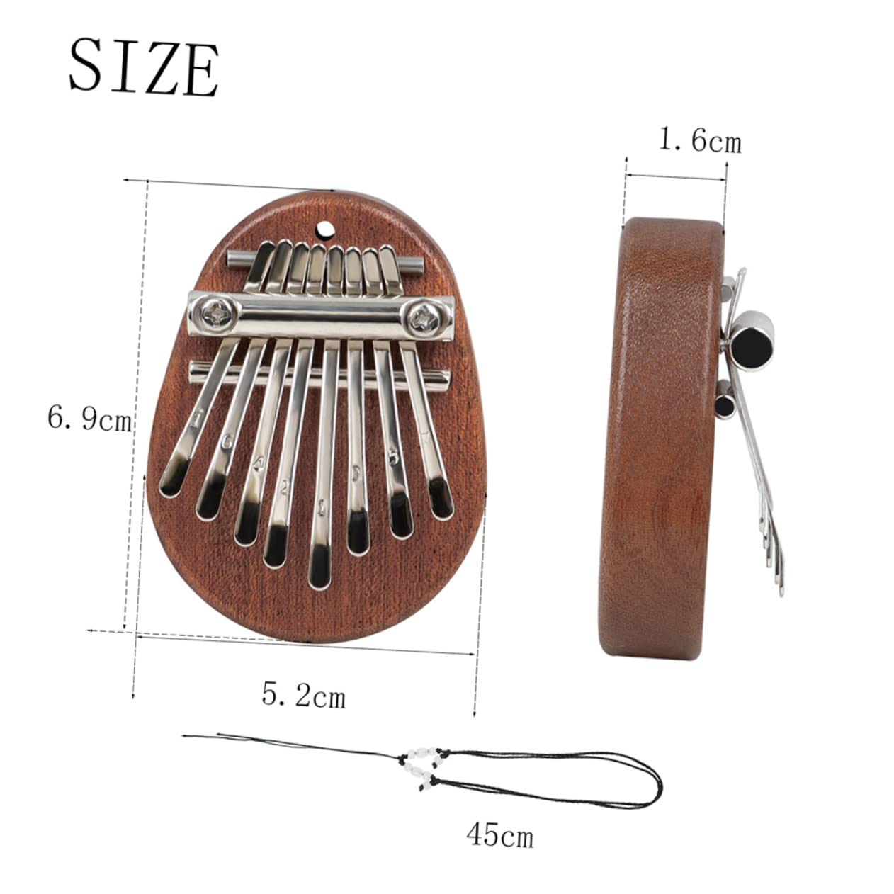 Garneck Beginner's Friend 8 Keys Thumb Piano Necklace Compact Kalimba Perfect for Christmas Present