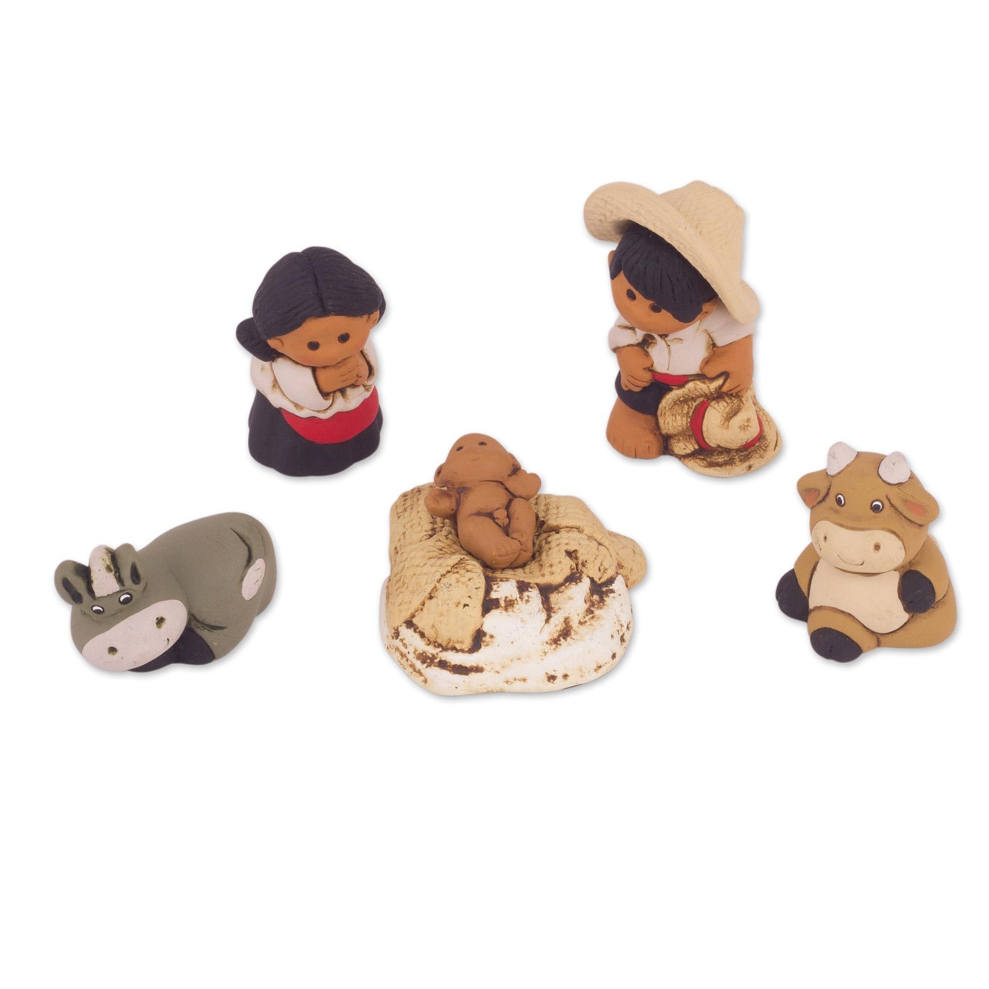 NOVICA Artisan Handmade Ceramic Nativity Scene Six Piece Petite from Peru Multicolor Holiday Decor Ornaments Scenes Christian Christmas Religious [largest Piece 2.4in H x 1.6in W x 1.4in D Smallest P]