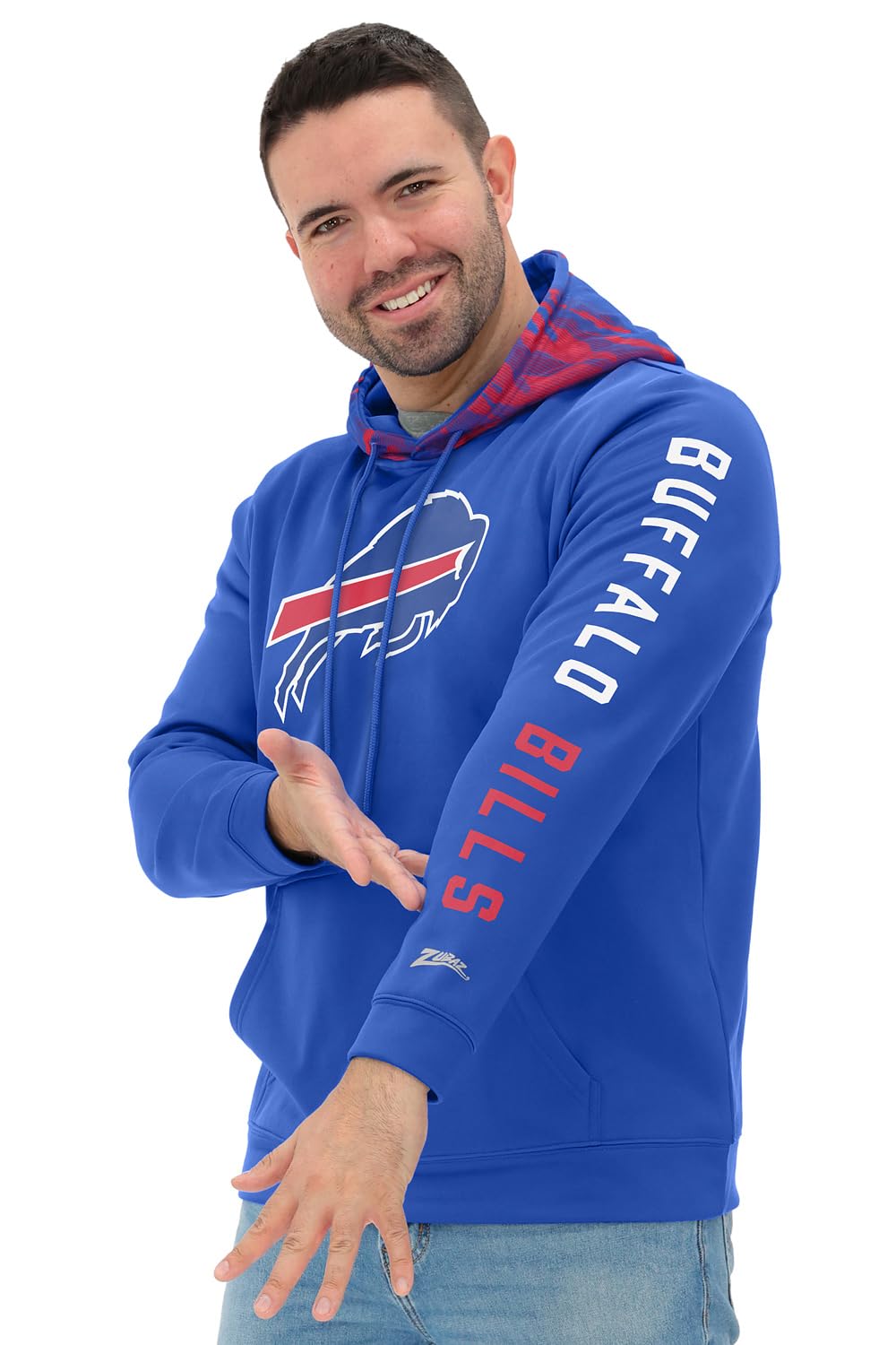 Zubaz NFL Football Men's Solid Team Hoodie with Camo Lined Hood and Sleeve Graphic (Small - 5X-Large)