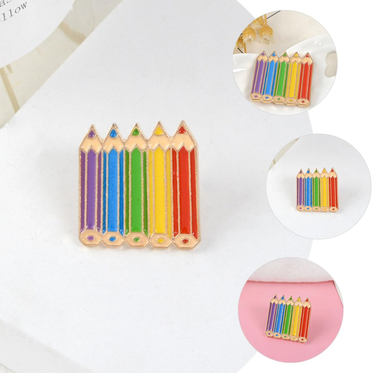 FOMIYES Brosche Teiliges Buntem Bleistift Design Cartoon Anstecker Legiertem Material Kleidungsaccessoire Für Stilvolle Outfits