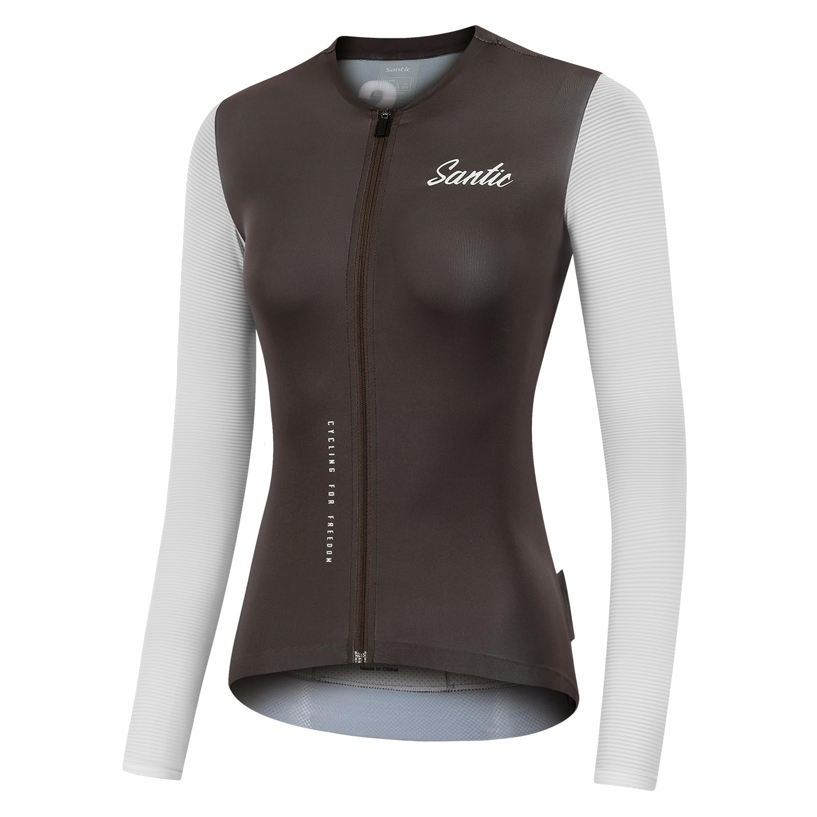 Santic Damen Radtrikot Langarm Tops Pro Bike Shirt Full Zipper UPF 50+ MTB Jersey mit Taschen