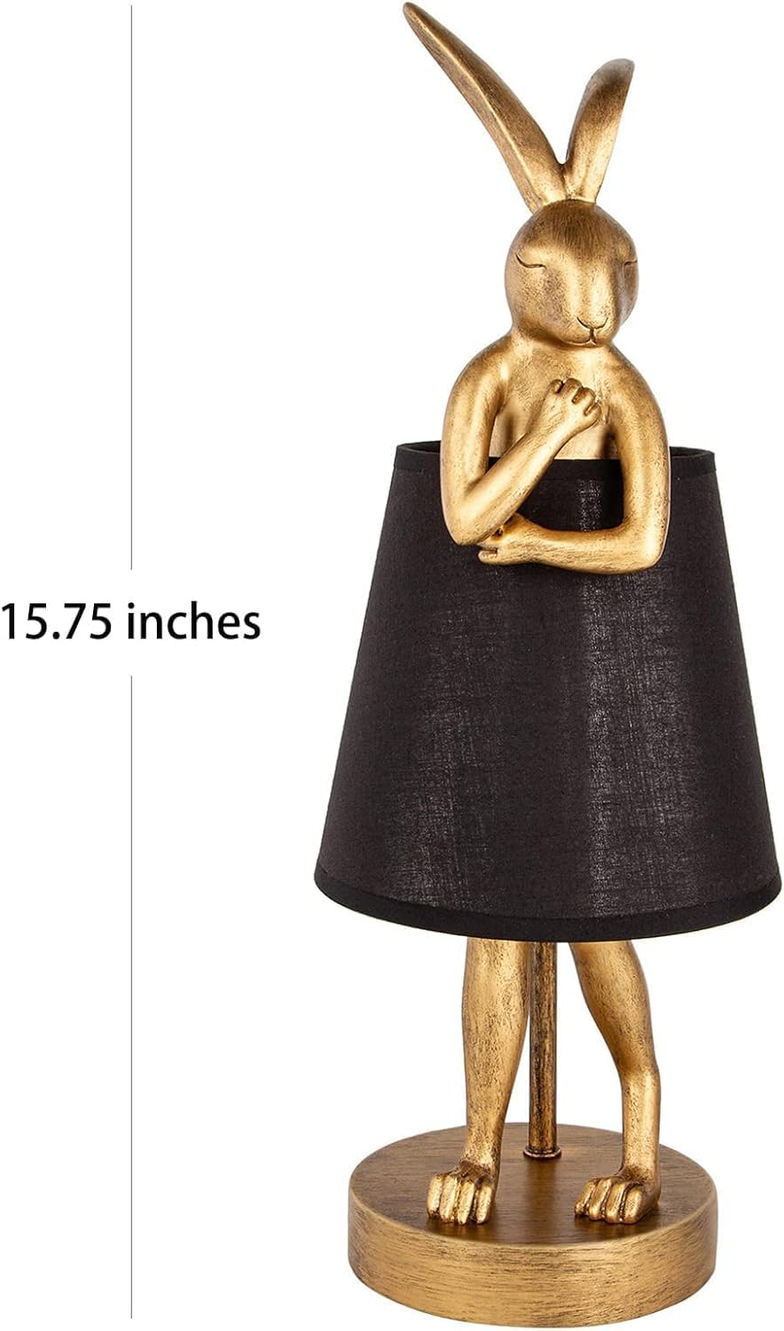YHT Bunny Table Lamp, Cute Animal Rabbit Lamp,15.7" Vintage LED Desk Light with Linen Lampshade,Gold Main Part Beside Lamp for Bedroom, Study Room, Office, Nursery, Home Decor (Black)