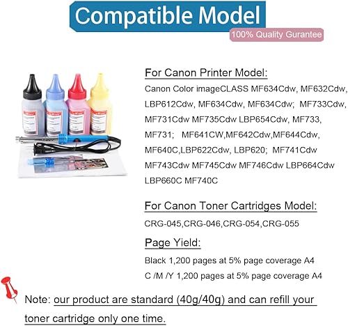 Miniatura 3 de Kit de recarga de tóner compatible para impresora Canon CRG-045 CRG-046 CRG-054 054H CRG-055 055H serie color paquete de 4 (con herramientas)