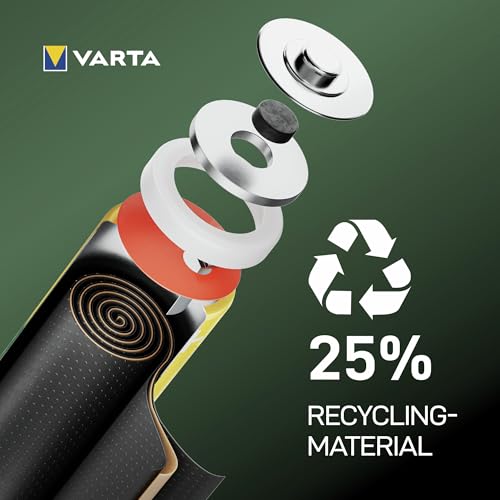 VARTA Batterien AAA, wiederaufladbar, 4 Stück, Recharge Accu Recycled, Akku, 800 mAh Ni-MH, aus 21% recyceltem Material, vorgeladen, sofort einsatzbereit
