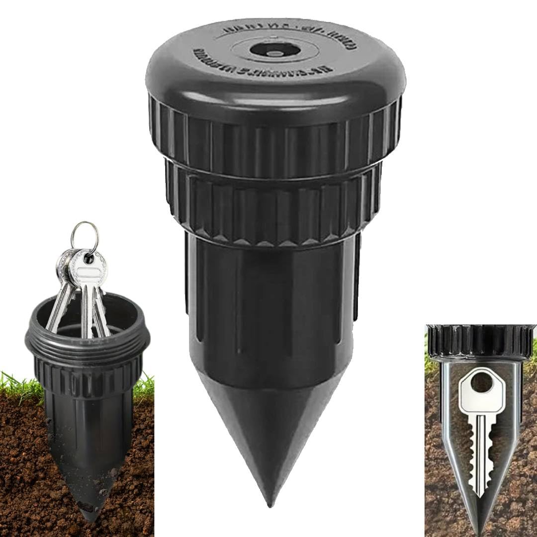 Fake Sprinkler Key Hider with Storage Box, Hide A Key Cash Hider Sprinkler Head, Outdoor Key Holder for House Keys, Car Keys, Waterproof Camouflage Key Safe,Easy Push Into The Ground-1PC
