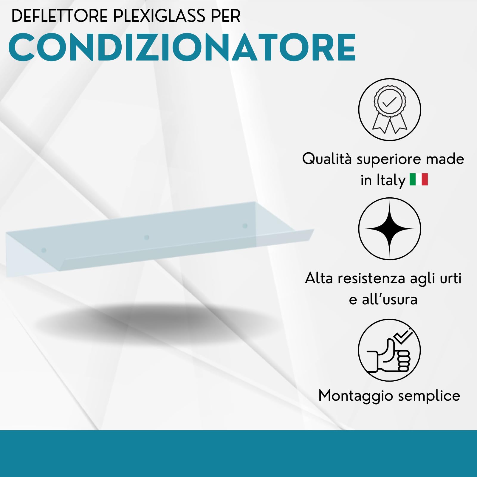 DC DEBORA CARLUCCI Deflettore per Condizionatore Universale in Plexiglass Trasparente 100x30x6 cm Deviatore Protezione Split per Aria Condizionata Ideale per Casa,Ufficio Spessore 5 mm Made in Italy