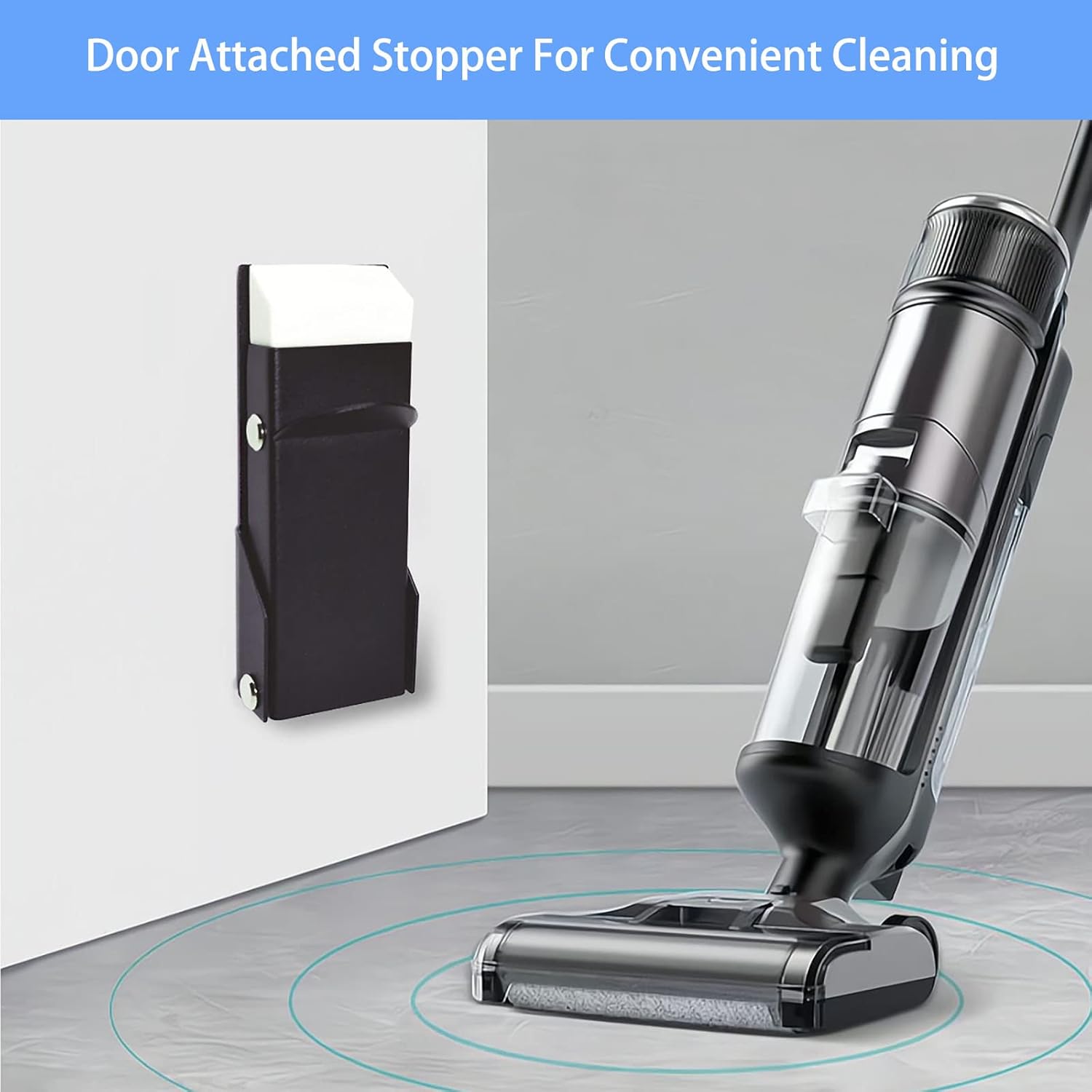 Self Adhesive Door Stoppers for Bottom of Door, No Drilling Door Stop Hold Door Open, Doorstop Holder with Rubber Tip, One Touch Kickdown Door Stop, Doorstopper Door Wedge, 2 Pack