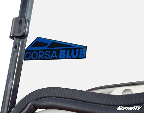 Miniatura 8 de SuperATV Corsa Blue E-Z-GO RXV - Parabrisas abatible, policarbonato resistente a los arañazos, transparente, sin ventilación