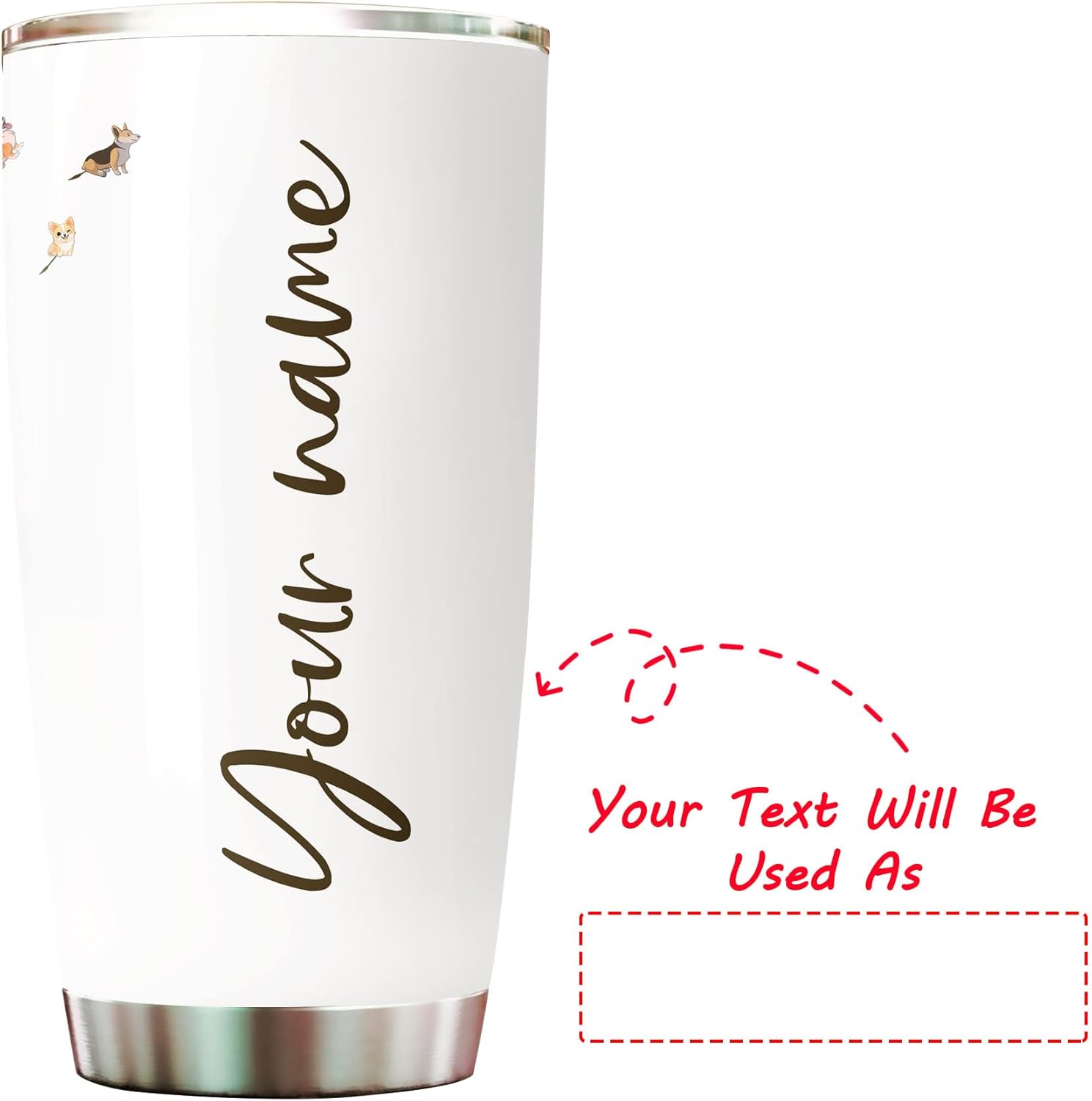 CHICKOR Corgi Travel Mug 20 Oz - Personalized Dandelion Corgi Flower Tumblr Gifts for Woman & Man, Customized Dog Iced Coffee Tumbler, Corgi Tumbler for Animal Lovers