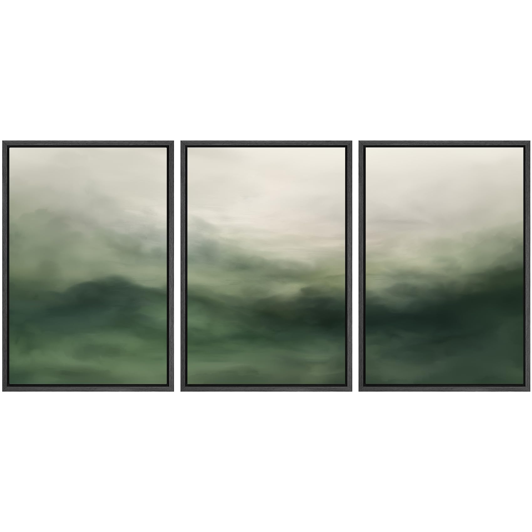 SIGNWIN Framed Canvas Print Wall Art Set Blue White Grunge Geometric Pattern Abstract Shapes Cozy Neutral Decorative Contemporary Minimal for Living Room, Bedroom, Office - 24"x36"x3 Natural — view 108