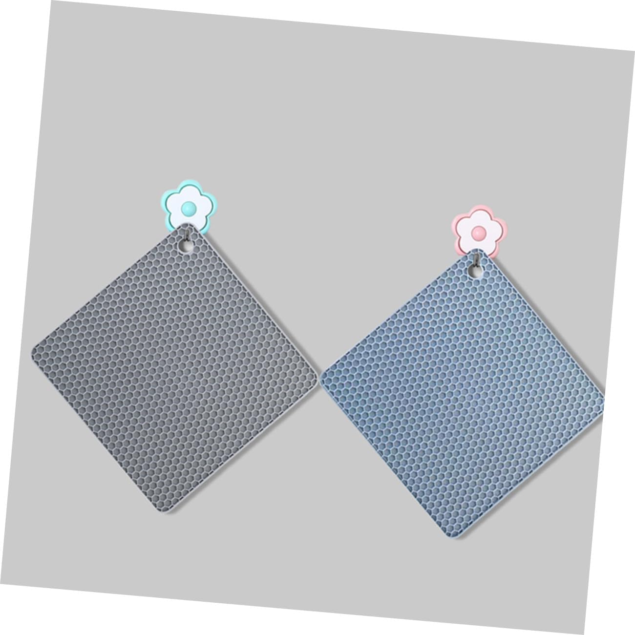 Garneck 2pcs Silicone - Pot Holders Mats for Kitchen Compact Lightweight Trivets to Protect Countertops for Hot Pots Bowls Nordic Grey