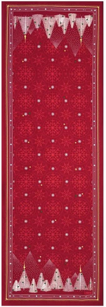 Beauville, Foret (Forest) Red French Holiday/Christmas Kitchen/Tea Towel, Silk Screen Hand Printed, 82% Cotton / 18% Linen, 20" X 31", Made in France