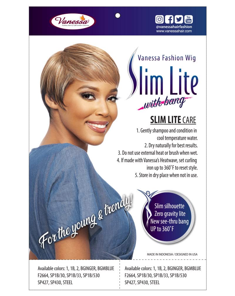 VANESSA Slim Lite Fashion Wigs Short Length Straight Style with Bang Heat Wave Synthetic Hair Wig - SLB SIX (F2664)