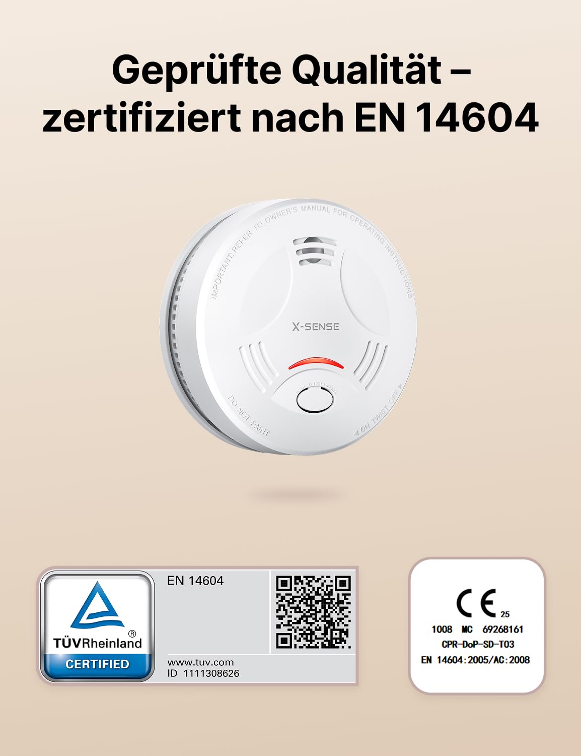 X-Sense Smart-Rauchmelder WLAN mit Magnethalterung, Zertifiziert nach EN 14604, Rauchmelder vernetzt, App-Steuerung, mit Basisstation SBS50, funkvernetzter Feuermelder, SD11-MR61, 6 Stück