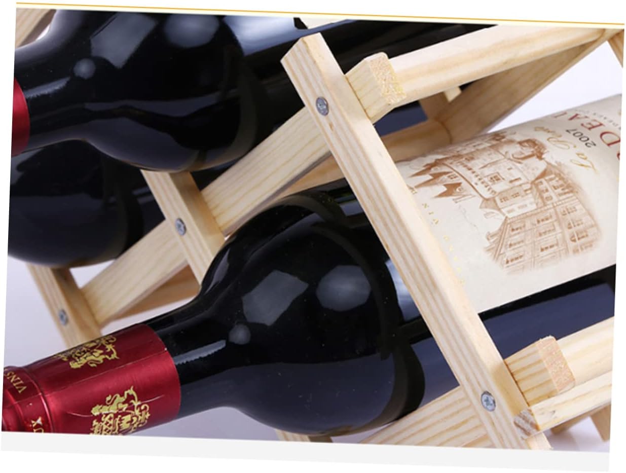 Foldable Solid Wood Wine Rack with Separate Compartments for Bottles