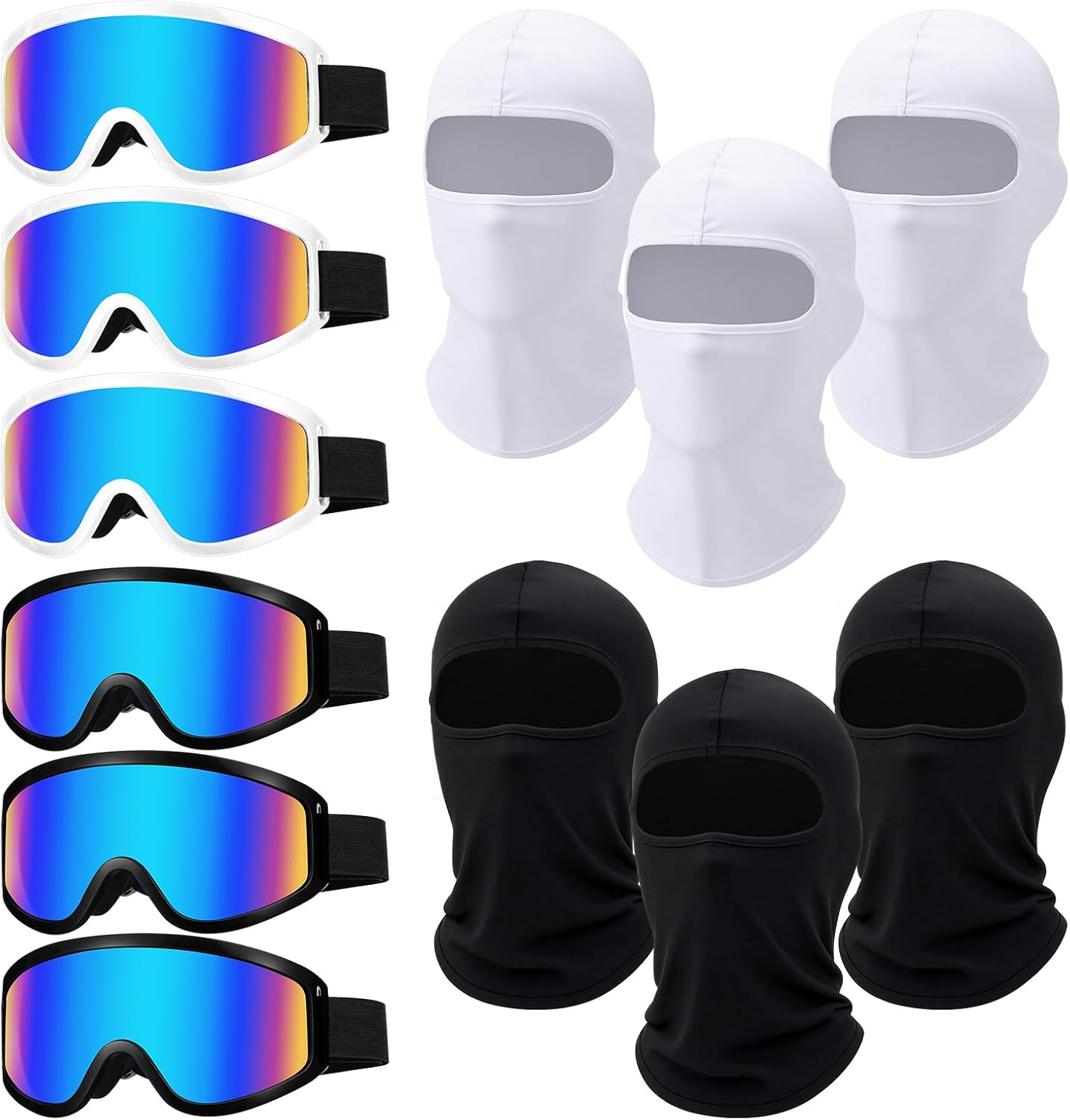 Chicingyou 6 Pack Dirt Bike Goggles with 6 Pack Balaclava Masks, Atv Motocross Motorcycle Riding Goggles, UV Protection for Men Women